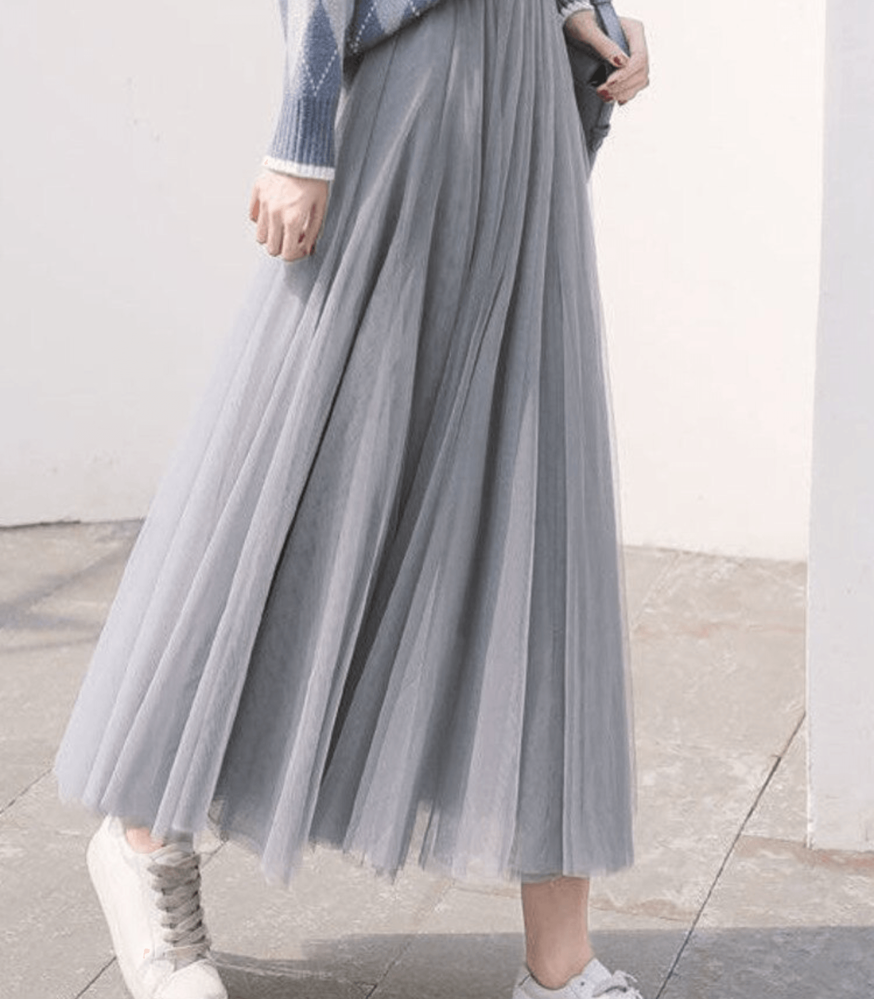 Shandria Women’s Tulle Midi Skirt – High Waist Layered Mesh Skirt with Elastic Waistband