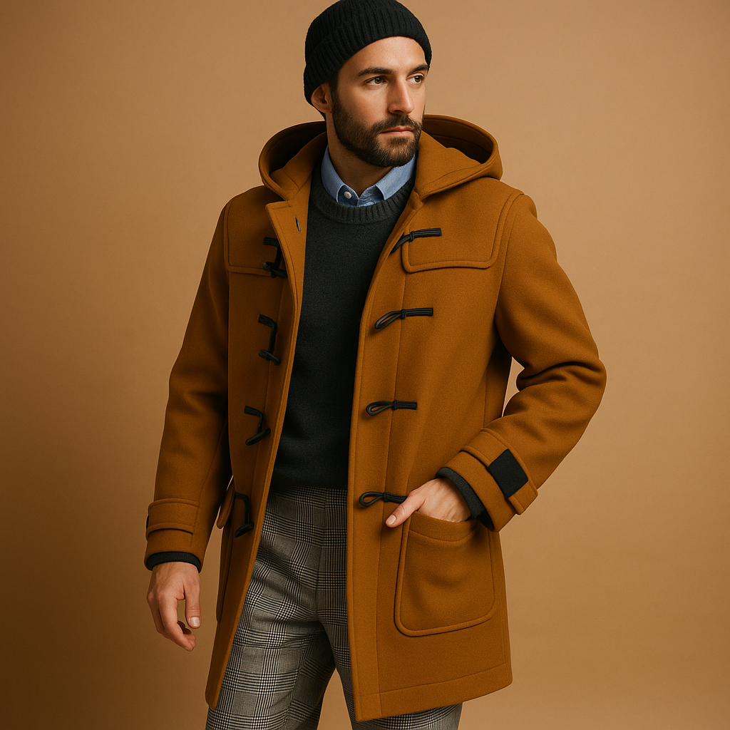 Seth Men's Long Coat – Modern Front Closure Winter Coat with Side Pockets