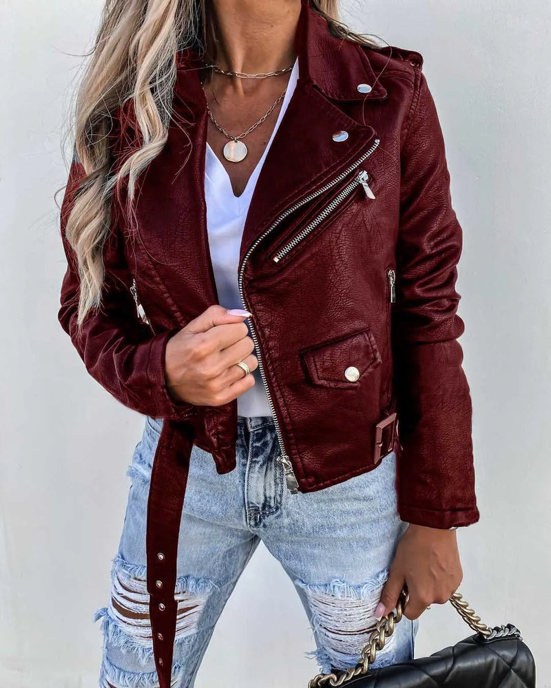 Maxine Women's Leather Jacket – Fitted Genuine Leather Jacket for Chic Outfits