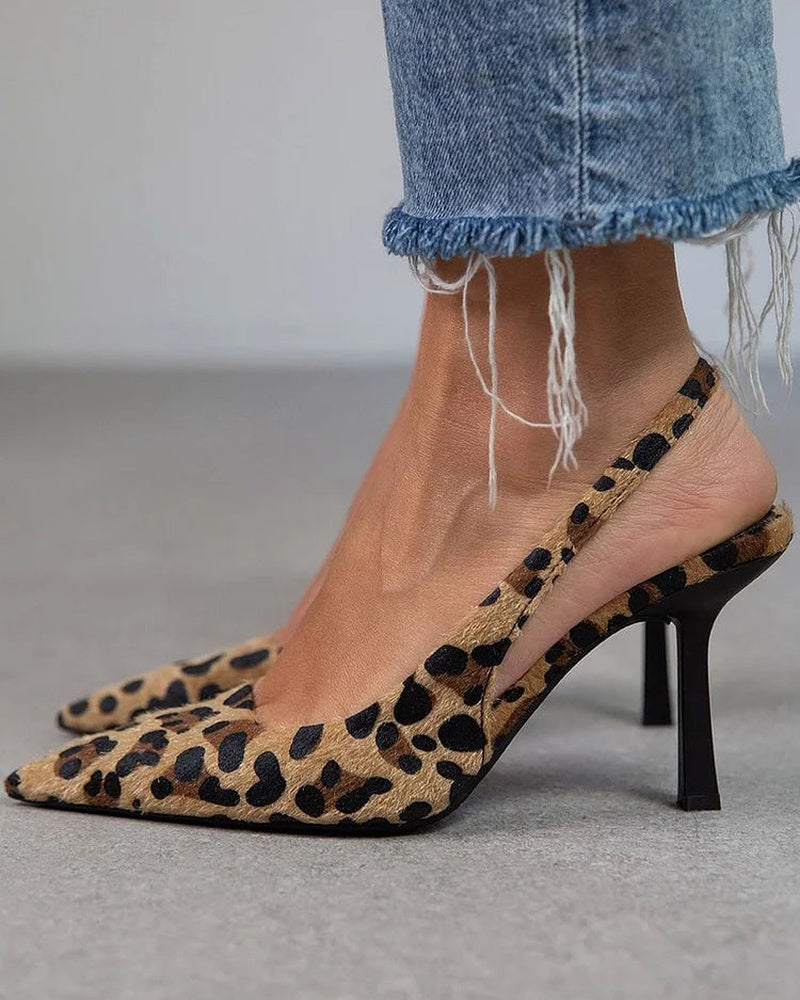 Sadie Women's Animal Print Slingback Pumps – Pointed Toe Stiletto Heels