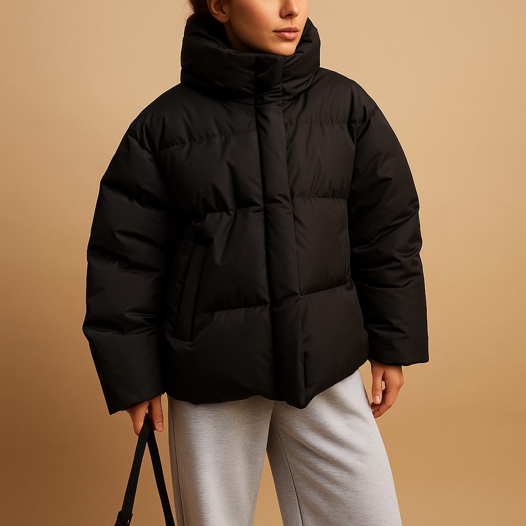 Delaney Women’s Oversized Puffer Jacket – Water-Resistant Hooded Winter Coat