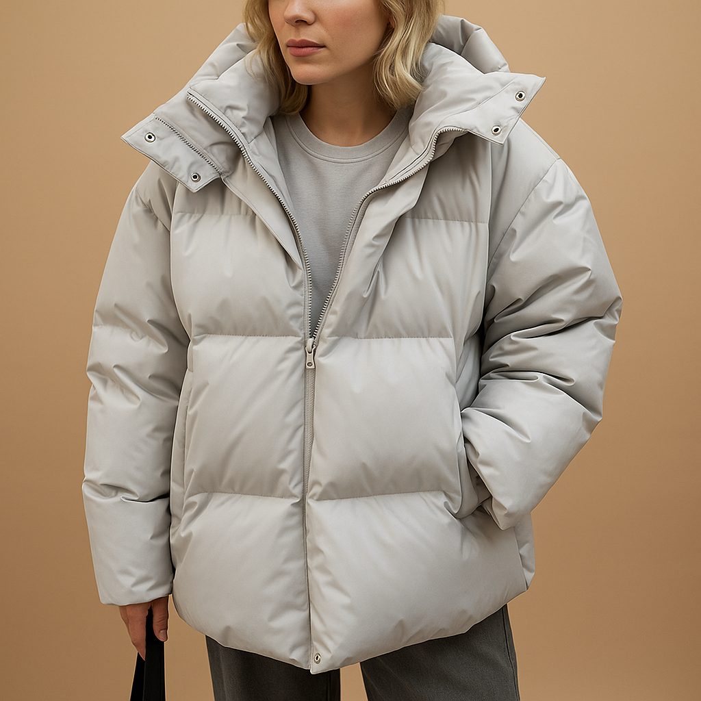 Delaney Women’s Oversized Puffer Jacket – Water-Resistant Hooded Winter Coat