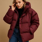 Delaney Women’s Oversized Puffer Jacket – Water-Resistant Hooded Winter Coat