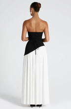 Victoria Women’s Evening Dress – Strapless Maxi Gown with High Slit & Two-Tone Design