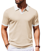Ethan Men's Knit Polo Shirt – Ice Silk V-Neck Slim Fit Polo for Work and Travel