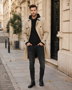 Gian Men's Trench Coat – Double-Breasted Belted Coat for Formal and Casual Wear