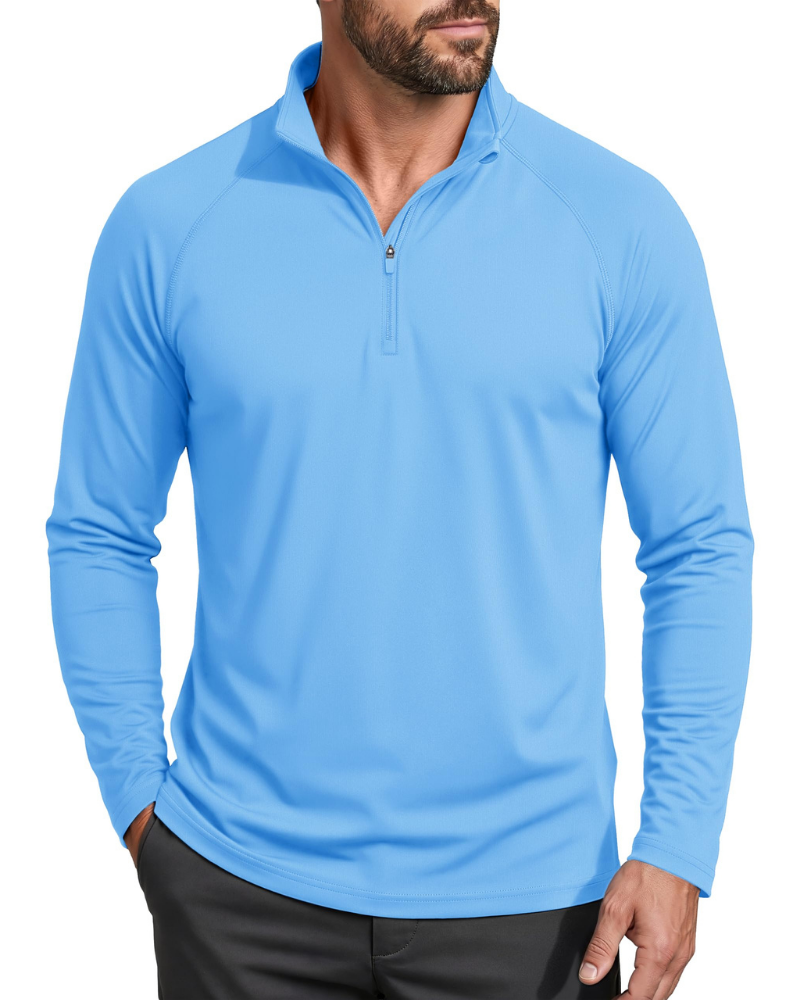 Wesley Men’s Quarter-Zip Sun Shirt – UPF 50+, Moisture-Wicking & Long Sleeves