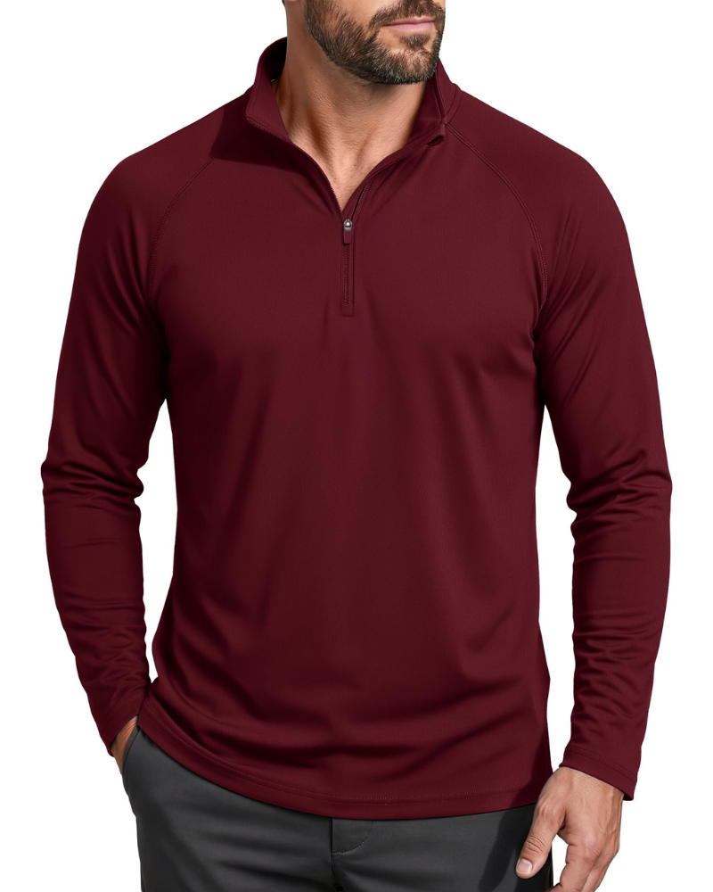 Wesley Men’s Quarter-Zip Sun Shirt – UPF 50+, Moisture-Wicking & Long Sleeves