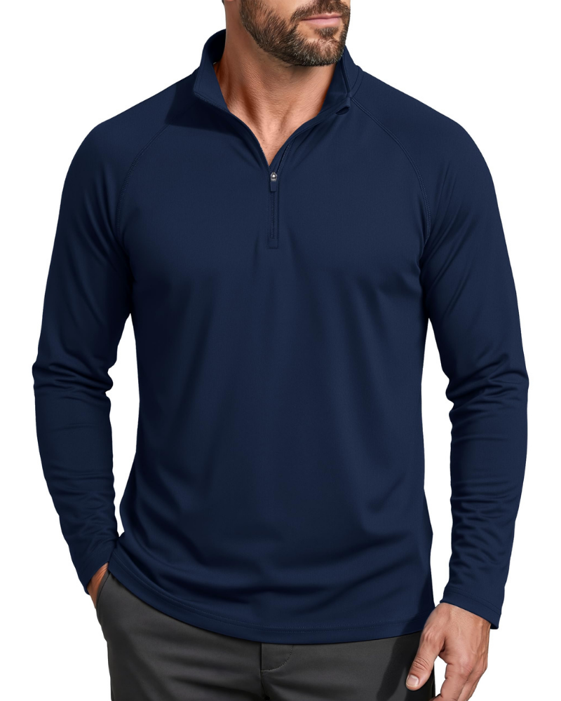 Wesley Men’s Quarter-Zip Sun Shirt – UPF 50+, Moisture-Wicking & Long Sleeves