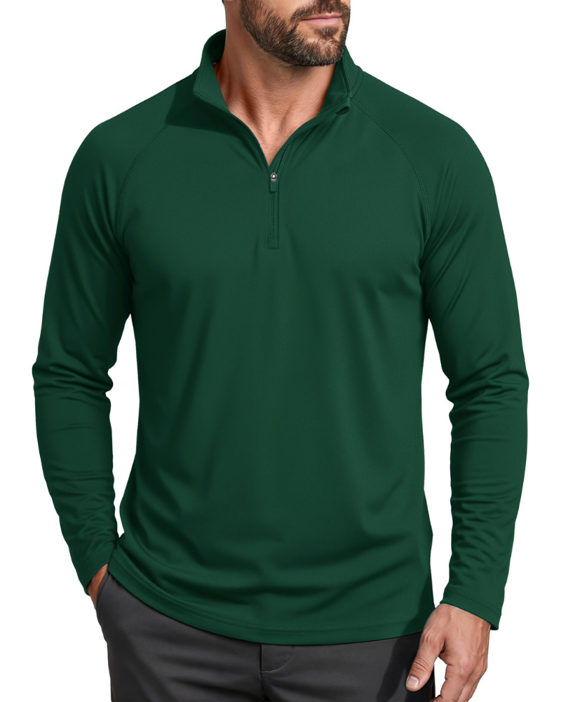 Wesley Men’s Quarter-Zip Sun Shirt – UPF 50+, Moisture-Wicking & Long Sleeves