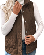 Camille Women’s Puffer Vest – Lightweight Quilted Zip-Up with Stand Collar & Pockets