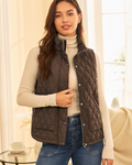 Camille Women’s Puffer Vest – Lightweight Quilted Zip-Up with Stand Collar & Pockets
