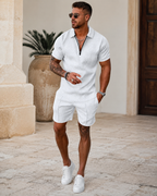 Oliver Men's Summer Set – Cotton Linen Two-Piece Outfit for Vacation and Casual Wear