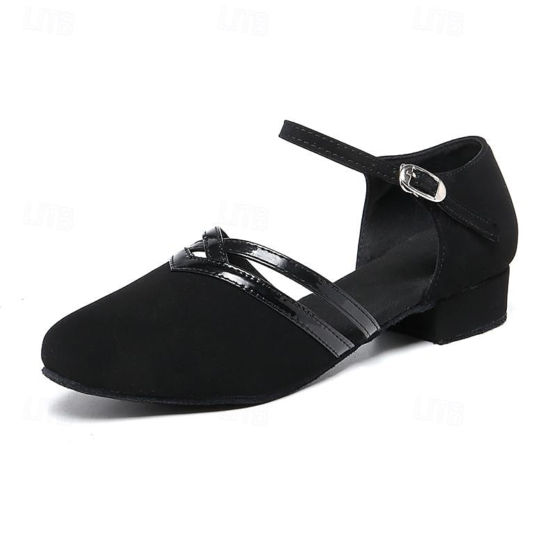 Zeline Women's Dance Shoes – Latin Ballroom Suede Sole Adjustable Heels