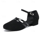 Zeline Women's Dance Shoes – Latin Ballroom Suede Sole Adjustable Heels