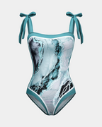 Marissa Women’s Swimsuit Set – Abstract One Piece with Sheer Pareo Cover Up