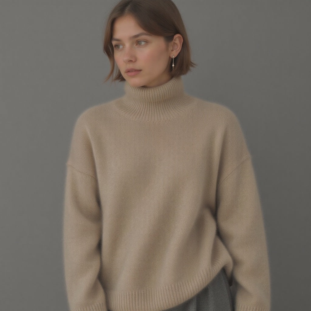 Sydney Women's Cashmere Turtleneck Sweater – Oversized Soft Winter Pullover