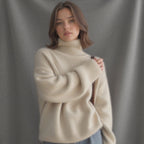 Sydney Women's Cashmere Turtleneck Sweater – Oversized Soft Winter Pullover