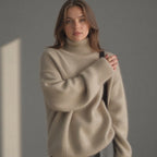 Sydney Women's Cashmere Turtleneck Sweater – Oversized Soft Winter Pullover