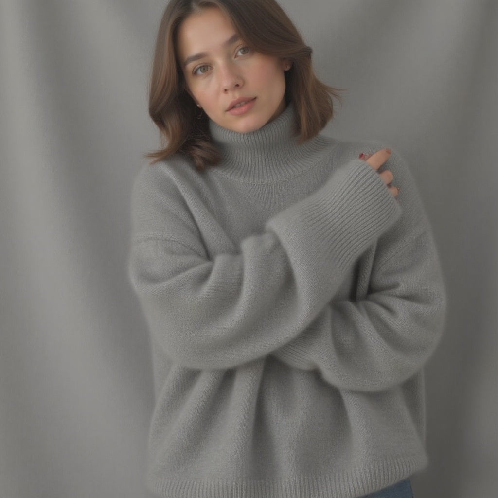 Sydney Women's Cashmere Turtleneck Sweater – Oversized Soft Winter Pullover