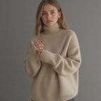 Sydney Women's Cashmere Turtleneck Sweater – Oversized Soft Winter Pullover