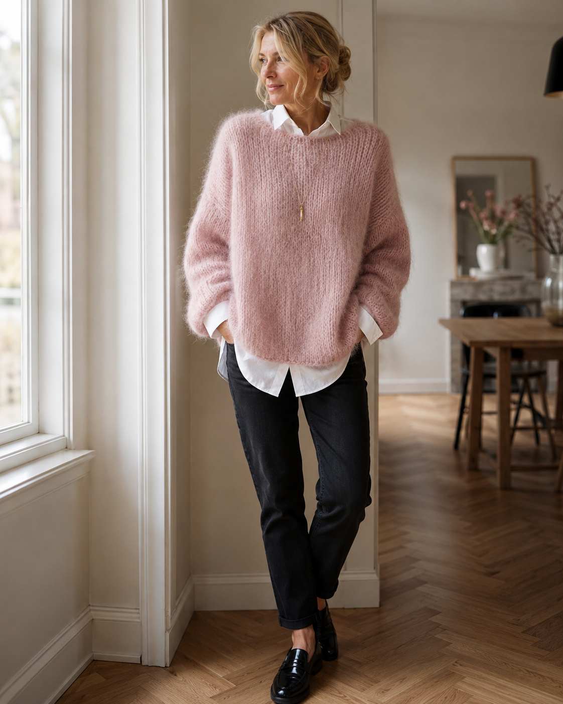 Abigail Women's Knit Sweater – Crew Neck Ribbed Long Sleeve Pullover