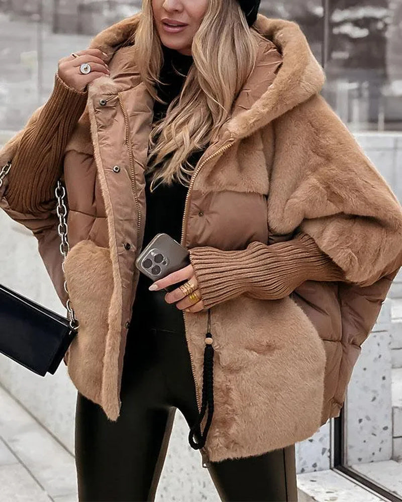 Camila Women's Quilted Puffer Jacket – Winter Coat with Knit Collar and Cuffs