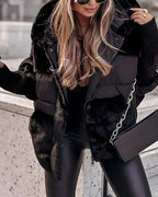Camila Women's Quilted Puffer Jacket – Winter Coat with Knit Collar and Cuffs