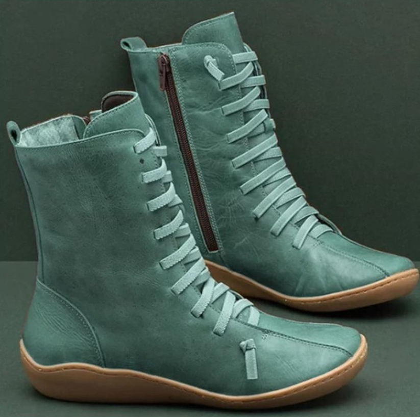 Andrea Women's Boots – Handcrafted Style Non-Slip Sole Zip or Lace-Up Boots