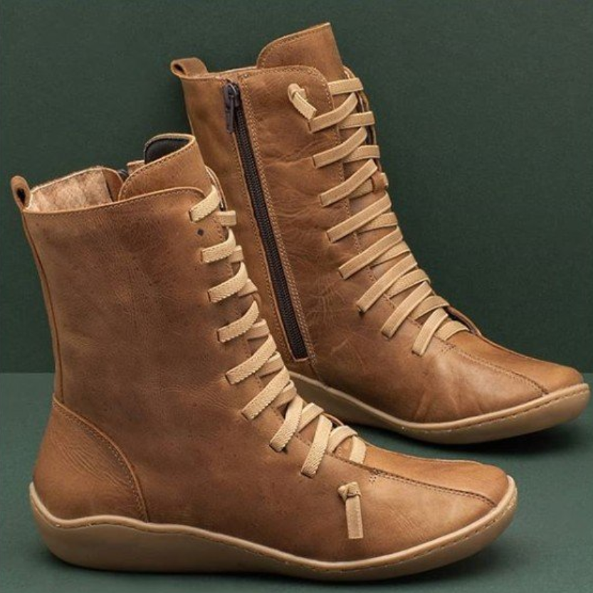 Andrea Women's Boots – Handcrafted Style Non-Slip Sole Zip or Lace-Up Boots