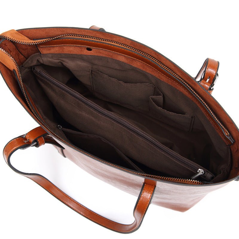 Nyomi Women's Leather Tote Bag – Large Work Shoulder Bag for Laptop & Daily Essentials