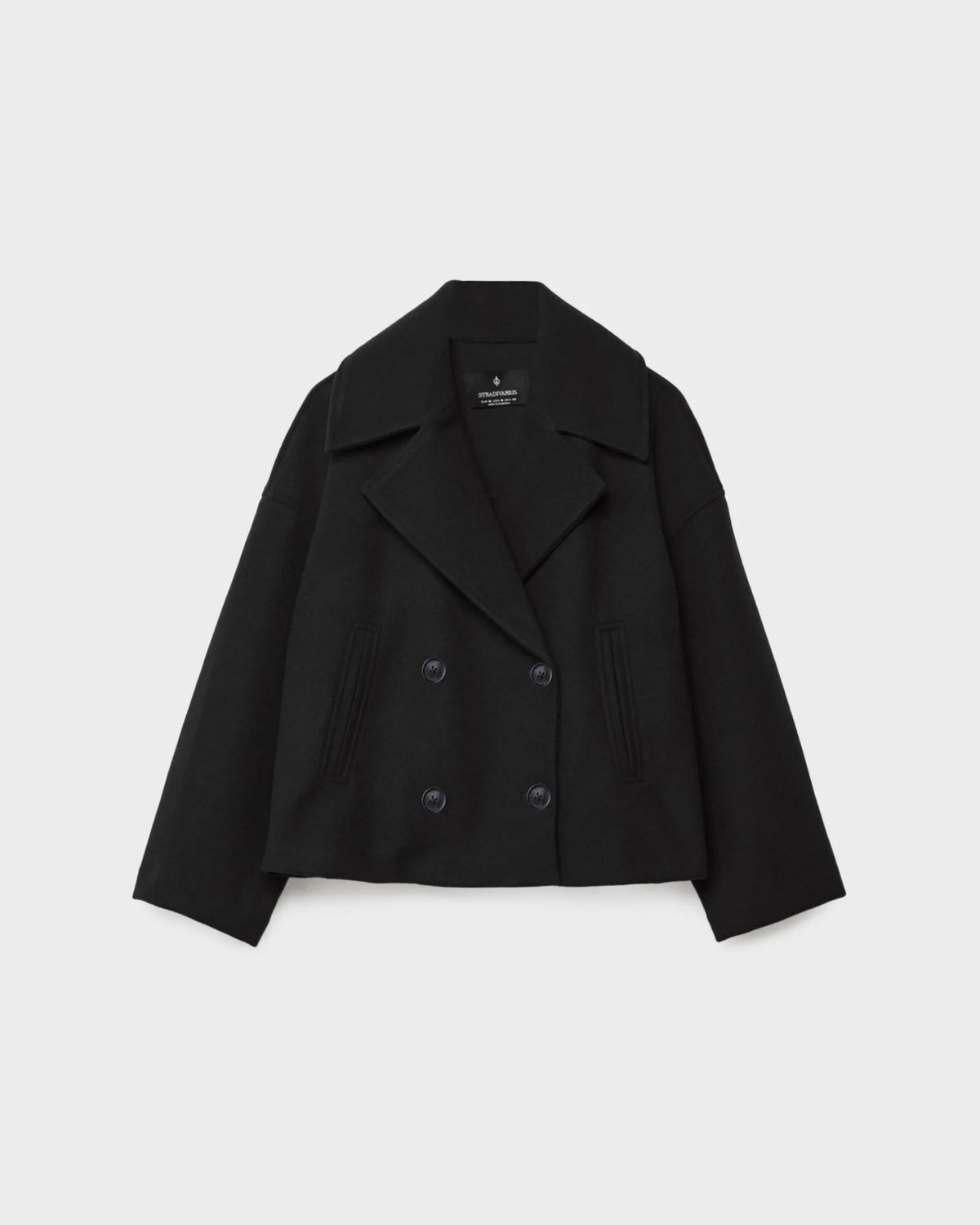Vanessa Women's Cropped Wool Jacket – Double-Breasted Warm Winter Coat