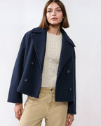 Vanessa Women's Cropped Wool Jacket – Double-Breasted Warm Winter Coat