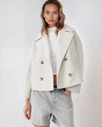 Vanessa Women's Cropped Wool Jacket – Double-Breasted Warm Winter Coat