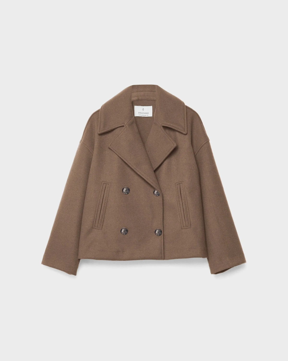 Vanessa Women's Cropped Wool Jacket – Double-Breasted Warm Winter Coat