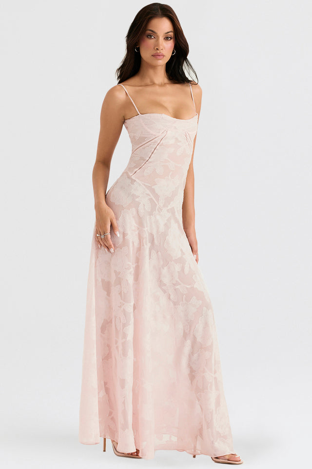 Kandace Women’s Lace Maxi Dress – Sparkling Evening Gown with Adjustable Straps & Floral Detail