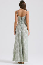 Kandace Women’s Lace Maxi Dress – Sparkling Evening Gown with Adjustable Straps & Floral Detail