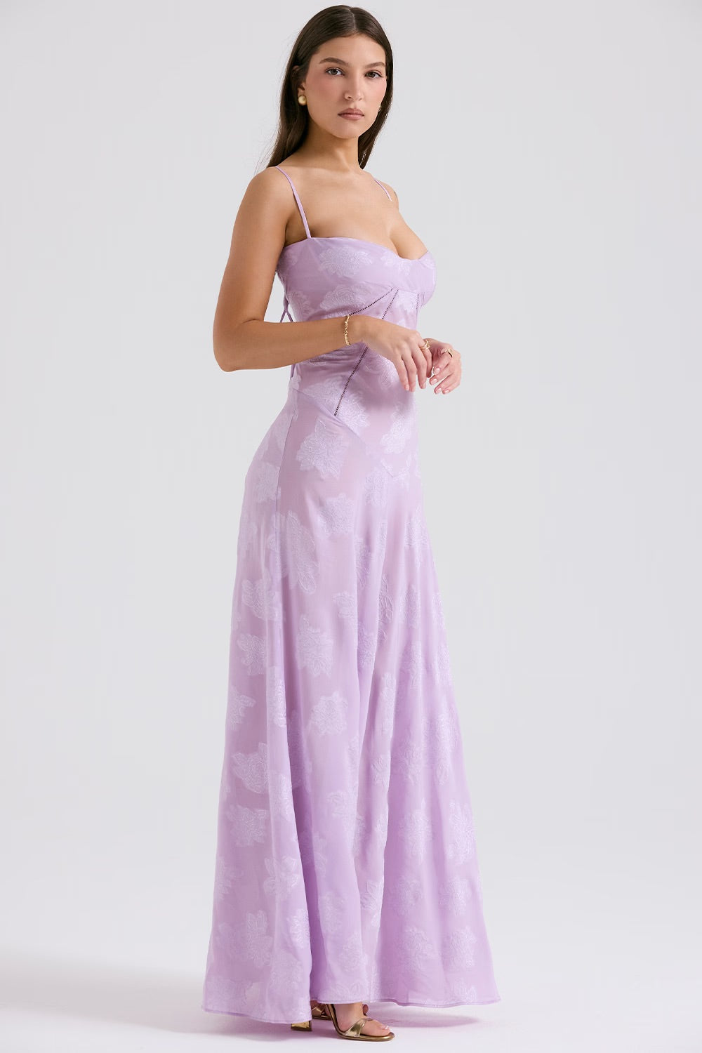 Kandace Women’s Lace Maxi Dress – Sparkling Evening Gown with Adjustable Straps & Floral Detail