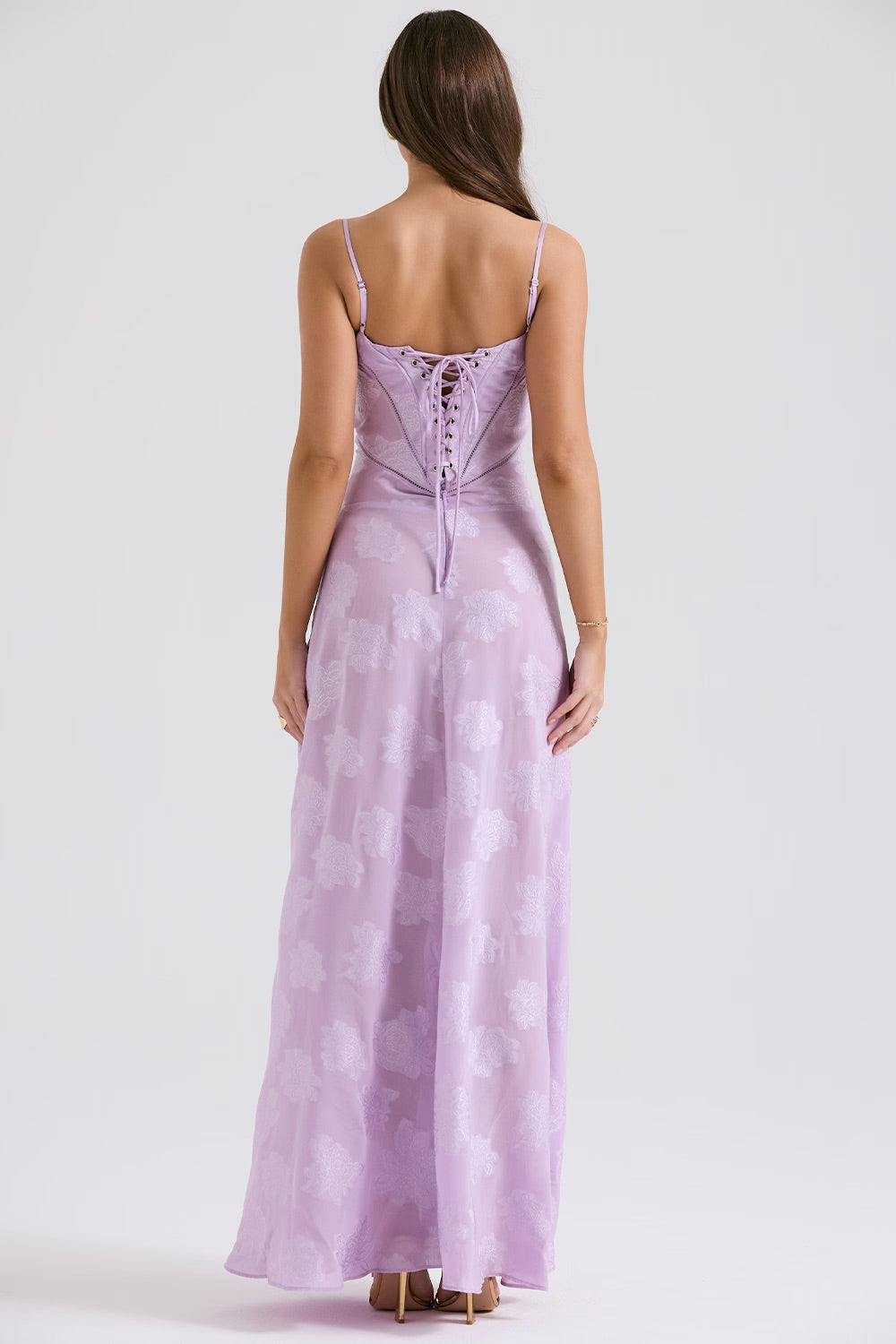 Kandace Women’s Lace Maxi Dress – Sparkling Evening Gown with Adjustable Straps & Floral Detail