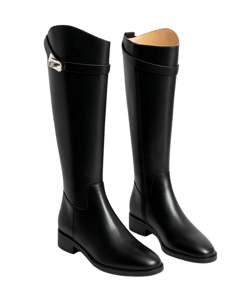 Kyrie Women's Knee-High Boots – Low Heel Side Zip Elegant Winter Boots
