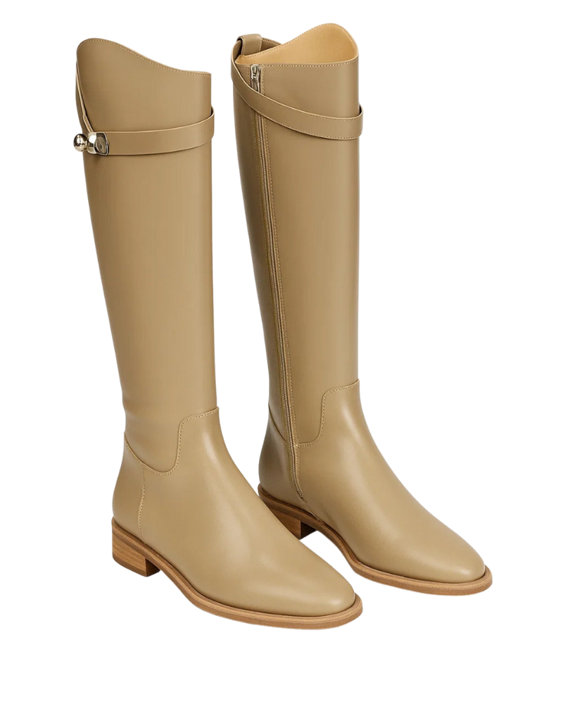 Kyrie Women's Knee-High Boots – Low Heel Side Zip Elegant Winter Boots