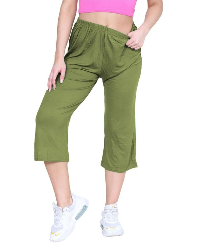 Lillian Women’s Plus Size Palazzo Pants – Stretch Cropped Pull-On Culottes