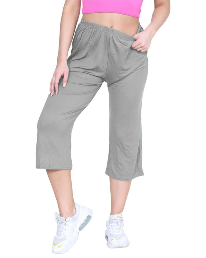 Lillian Women’s Plus Size Palazzo Pants – Stretch Cropped Pull-On Culottes