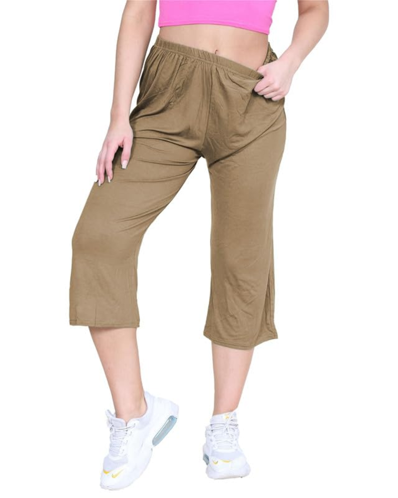 Lillian Women’s Plus Size Palazzo Pants – Stretch Cropped Pull-On Culottes