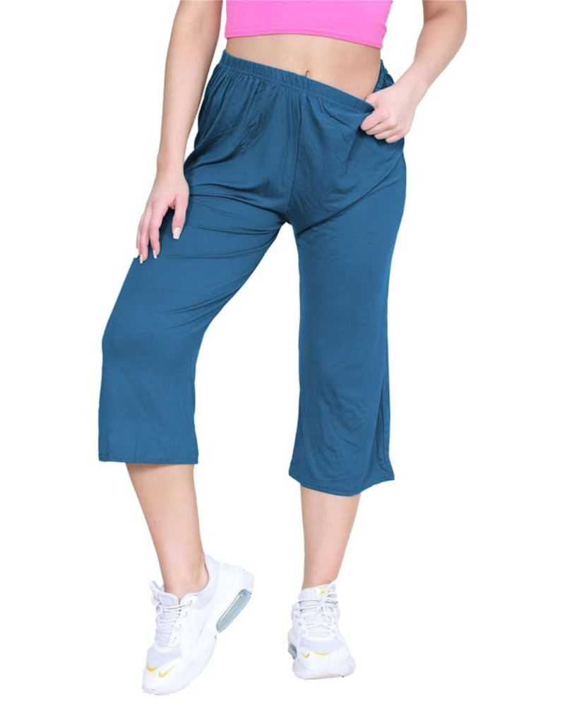 Lillian Women’s Plus Size Palazzo Pants – Stretch Cropped Pull-On Culottes