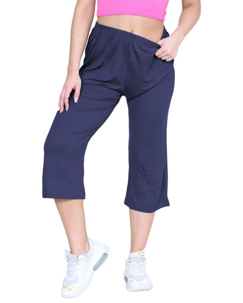 Lillian Women’s Plus Size Palazzo Pants – Stretch Cropped Pull-On Culottes