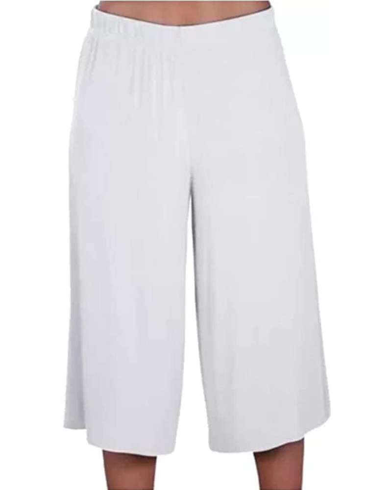 Lillian Women’s Plus Size Palazzo Pants – Stretch Cropped Pull-On Culottes