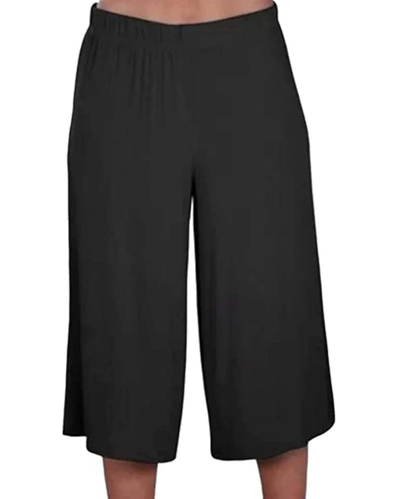 Lillian Women’s Plus Size Palazzo Pants – Stretch Cropped Pull-On Culottes