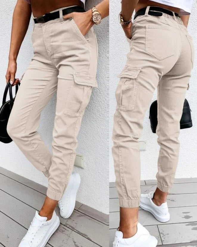 Jordyn Women's Cargo Pants – High Waist Tapered Utility Pants with Side Pockets