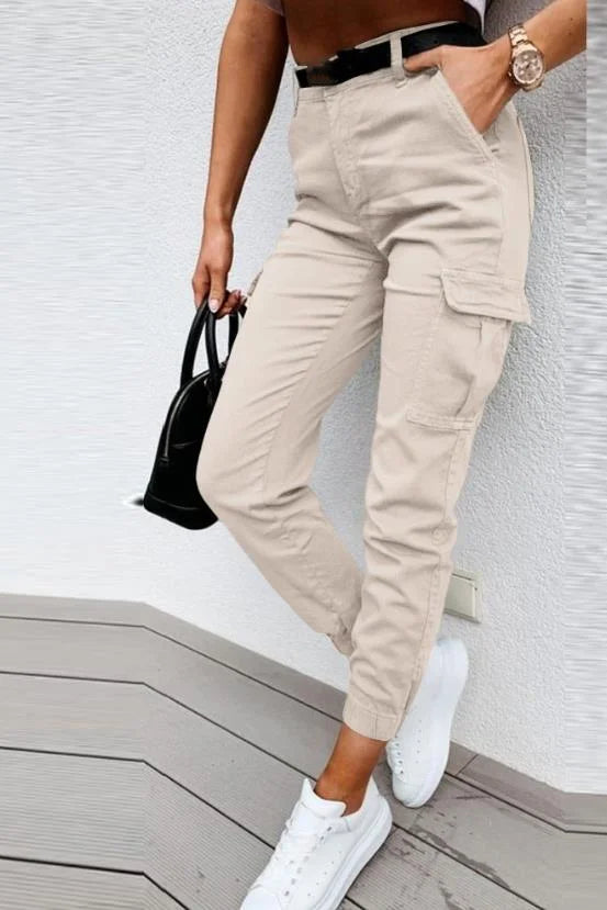 Jordyn Women's Cargo Pants – High Waist Tapered Utility Pants with Side Pockets